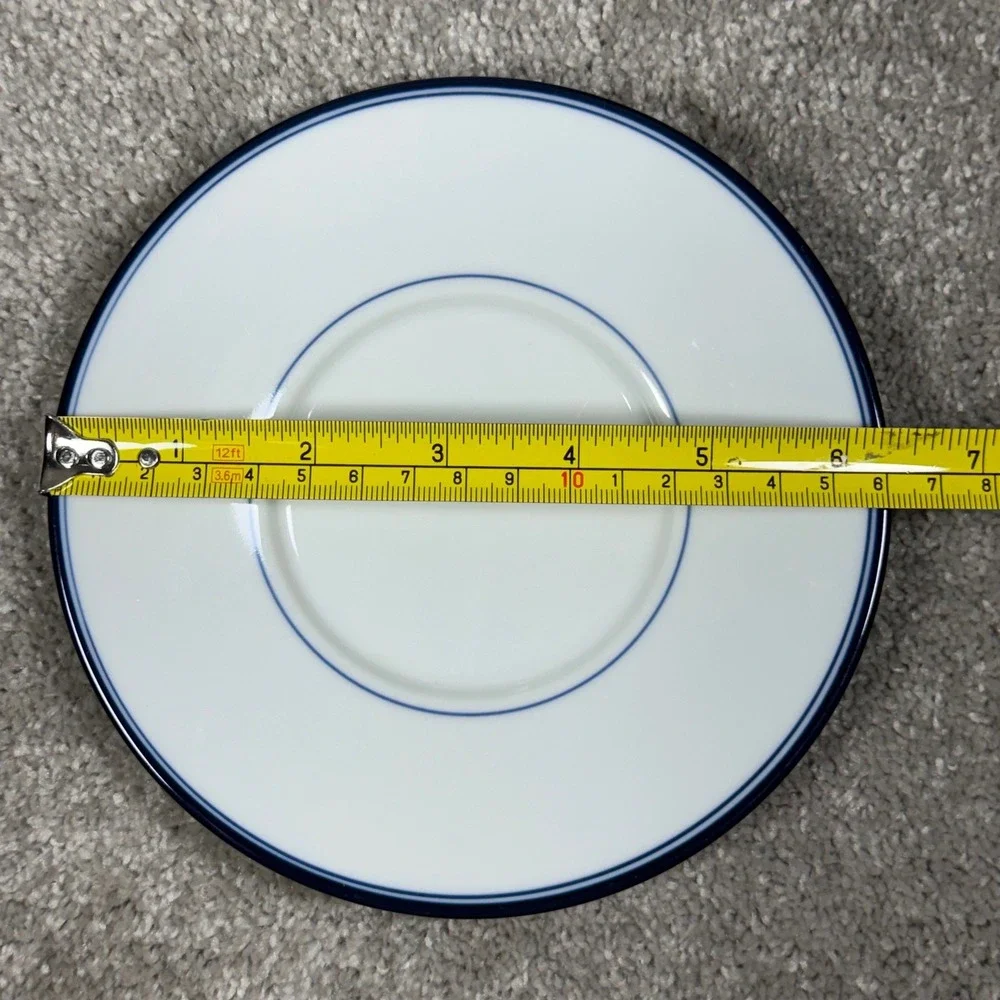 Dansk Tivoli La Tulipe Saucers Set of 2‎ White Navy Blue Lines Japan Vintage MCM